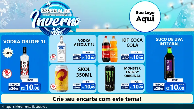 Modelo de TV para TV Horizontal com o tema Especial de Inverno para Distribuidora de bebidas