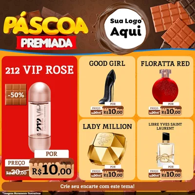 Modelo de Rede Social para Feed Facebook com o tema Páscoa Premiada para Perfumes