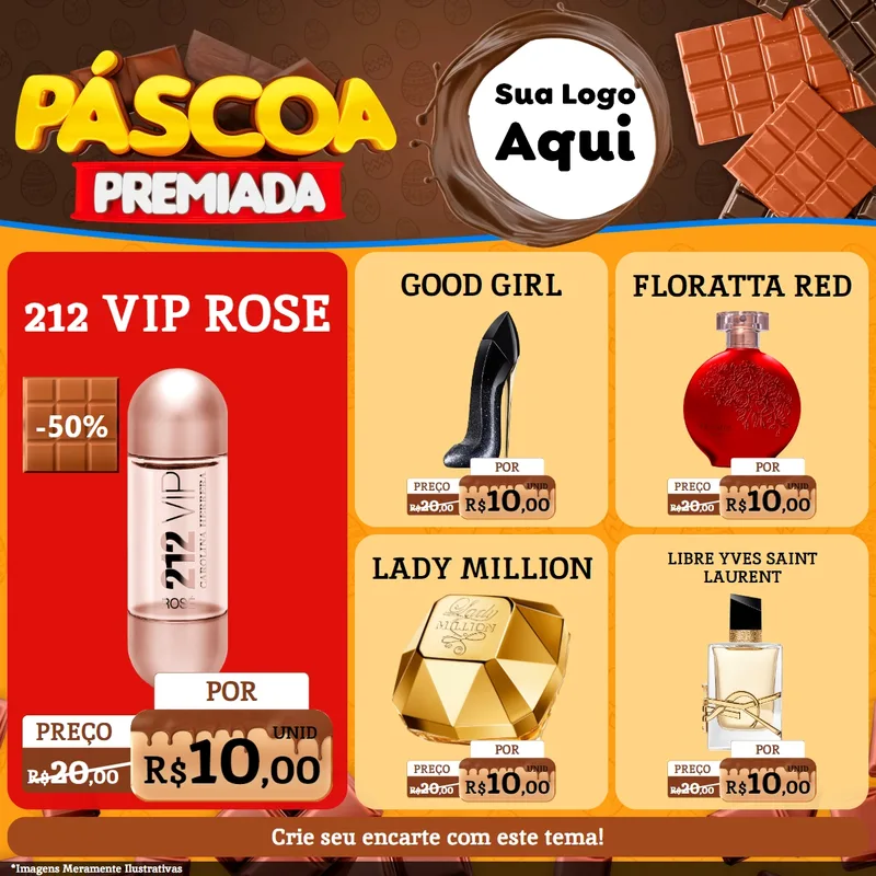 Modelo de Rede Social para Feed Facebook com o tema Páscoa Premiada para Perfumes