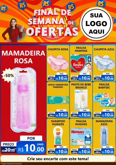 Modelo de Encarte para Encarte A4 Vertical com o tema Final de Semana de Ofertas para Bebês