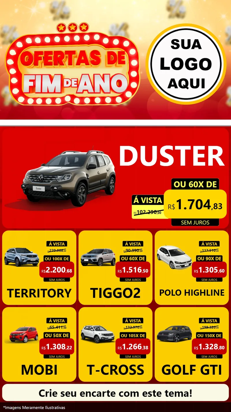 Modelo de Rede Social para Stories com o tema Ofertas de Fim de Ano para Concessionaria de Carros