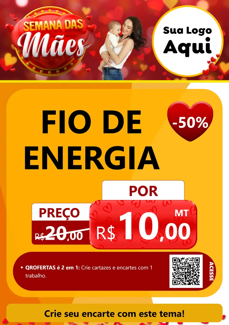 Modelo de Cartaz para Cartaz A4 Vertical com o tema Semana das Mães para Materiais Elétricos