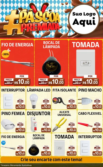 Modelo de Encarte para Encarte Grande com o tema Páscoa Premiada para Materiais Elétricos
