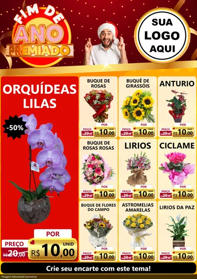 Modelo de Encarte para Encarte A4 Vertical com o tema Fim de Ano Premiado para Floricultura e jardim