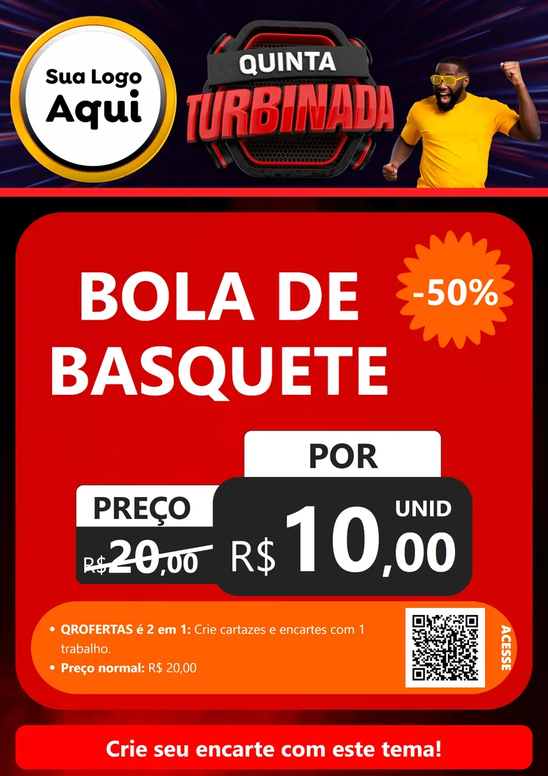 Modelo de Cartaz para Cartaz A4 Vertical com o tema Quinta Turbinada para Artigos Esportivos