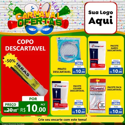 Modelo de Rede Social para Feed Facebook com o tema Carnaval de Ofertas para Embalagens