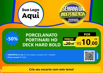 Modelo de Cartaz para Cartaz A4 Horizontal com o tema Semana da Independência Declaramos Preços Baixos para Pisos e revestimentos