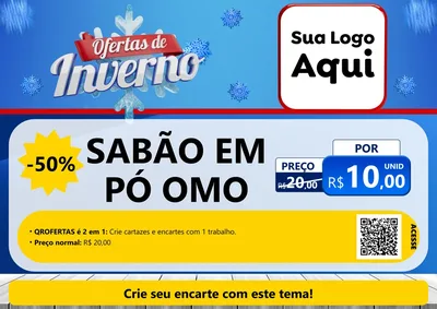 Modelo de Cartaz para Cartaz A4 Horizontal com o tema Ofertas de Inverno para Produtos de Limpeza