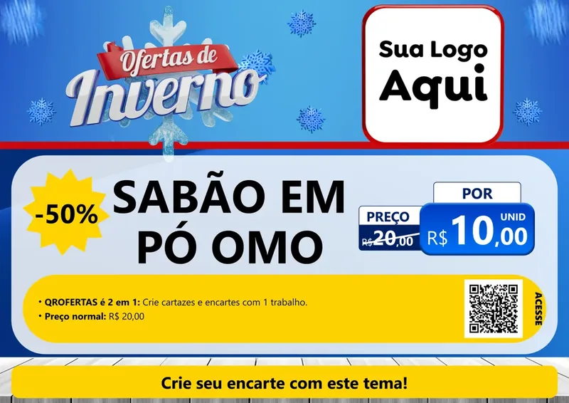 Modelo de Cartaz para Cartaz A4 Horizontal com o tema Ofertas de Inverno para Produtos de Limpeza
