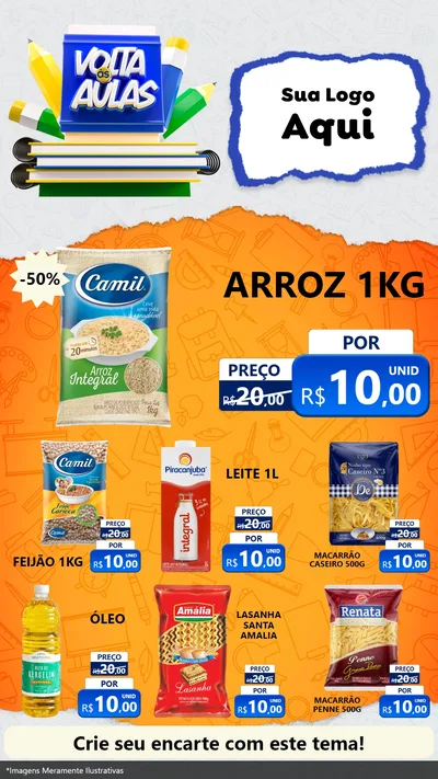 Modelo de Rede Social para Stories com o tema Volta às Aulas para Supermercado