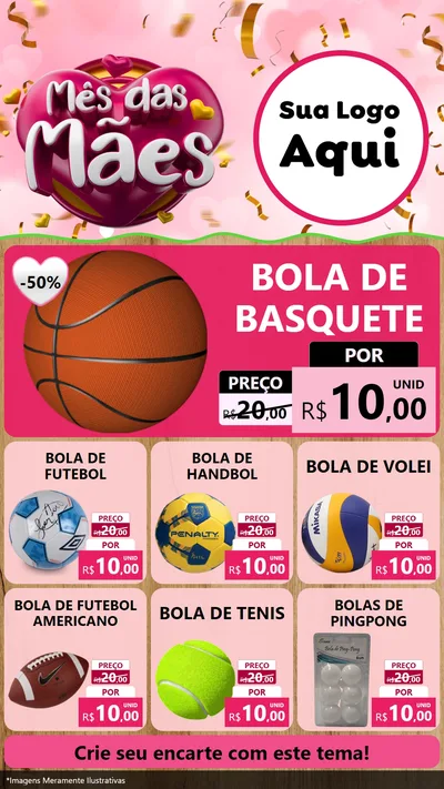 Modelo de Rede Social para Stories com o tema Mês das Mães para Artigos Esportivos