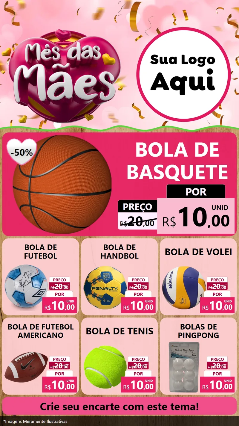 Modelo de Rede Social para Stories com o tema Mês das Mães para Artigos Esportivos