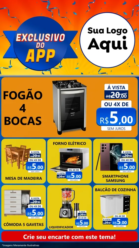 Modelo de Rede Social para Stories com o tema Exclusivo do Aplicativo para Móveis e Eletro