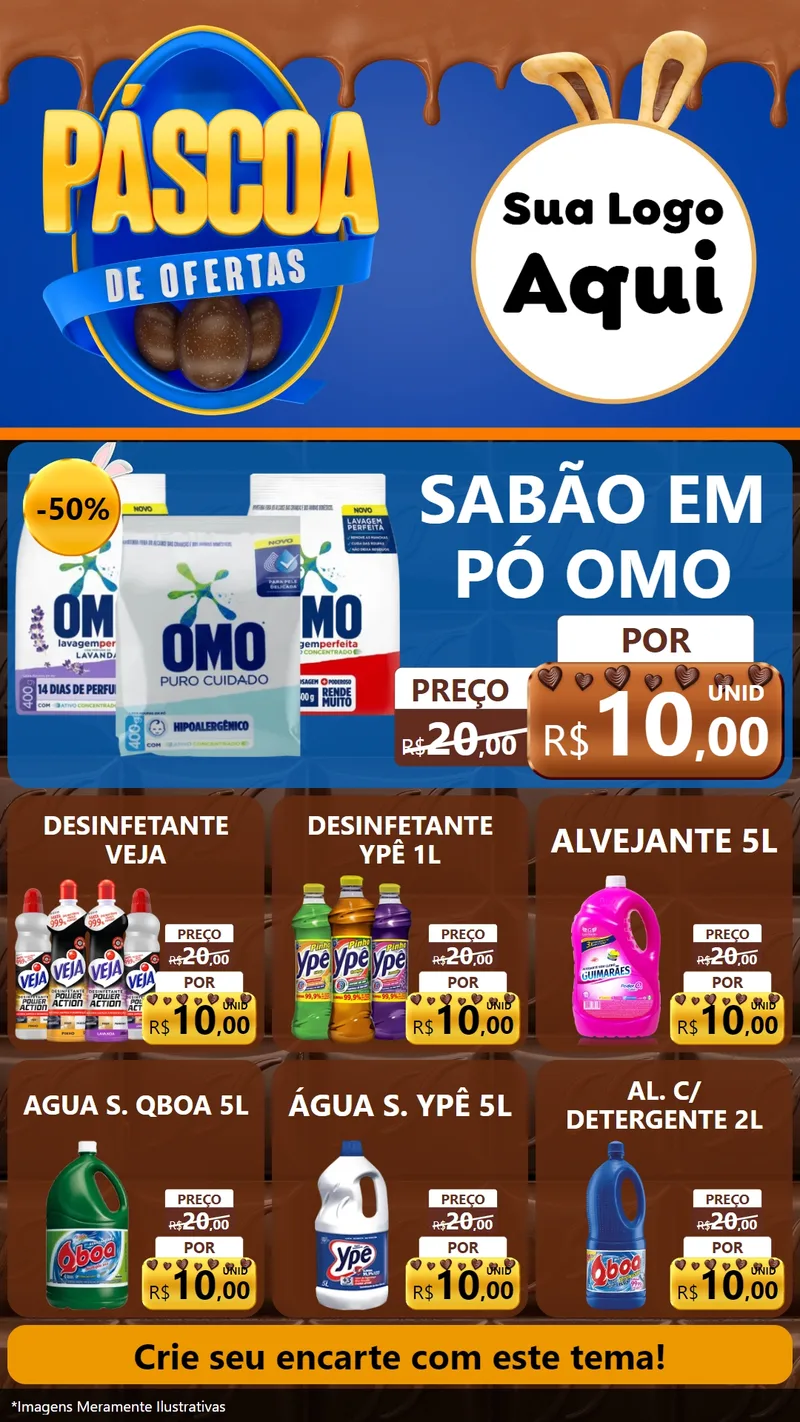 Modelo de Rede Social para Stories com o tema Páscoa de Ofertas para Produtos de Limpeza