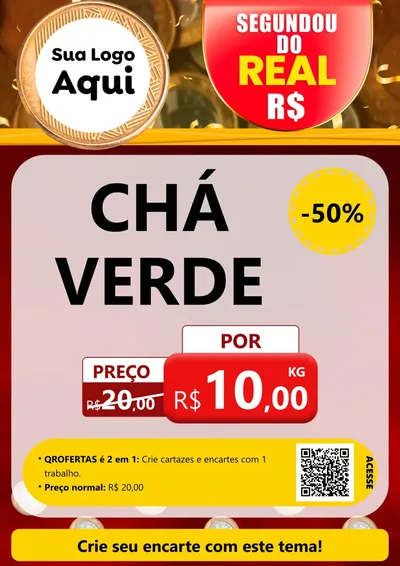 Modelo de Cartaz para Cartaz A4 Vertical com o tema Segundou do Real para Produtos Naturais