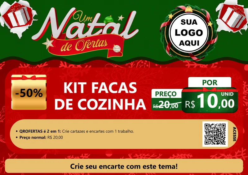 Modelo de Cartaz para Cartaz A4 Horizontal com o tema Um Natal de Ofertas para Utilidades Domésticas