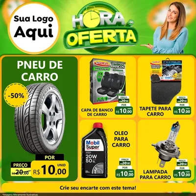 Modelo de Rede Social para Feed Facebook com o tema Hora da Oferta para Auto peças