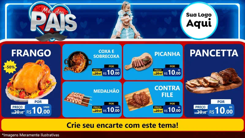 Modelo de TV para TV Horizontal com o tema Mês Dos Pais para Assados