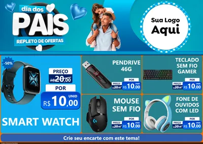 Modelo de Encarte para Encarte A4 Horizontal com o tema Dia Dos Pais Repleto de Ofertas para Informática