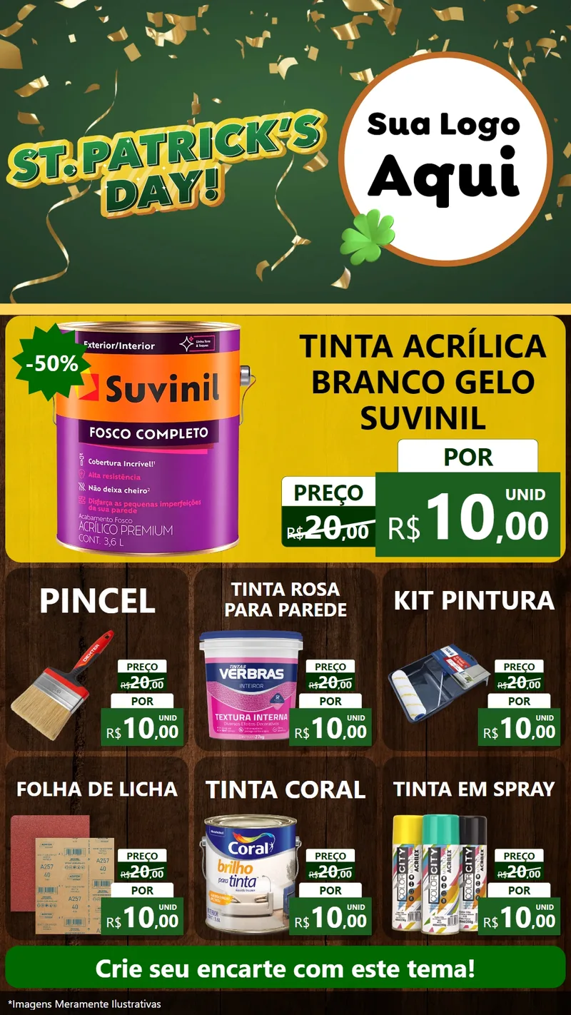 Modelo de Rede Social para Stories com o tema St Patriks Day para Tintas e Ferramentas