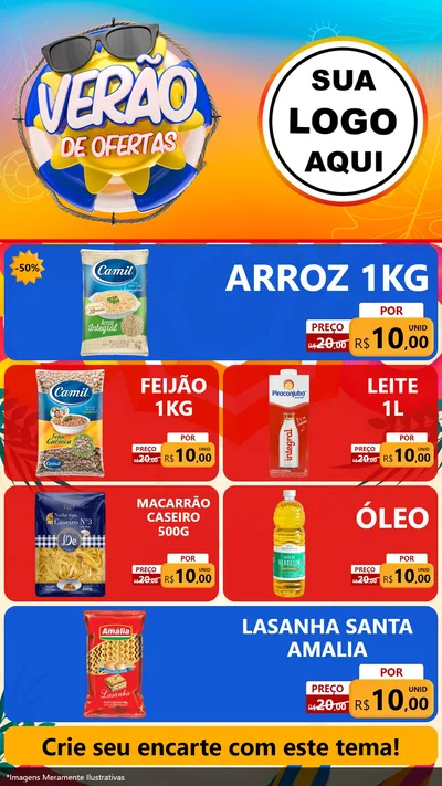 Modelo de TV para TV Vertical com o tema Verão de Ofertas para Supermercado
