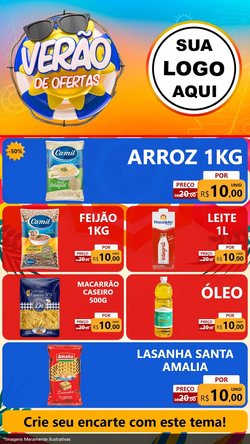Modelo de TV para TV Vertical com o tema Verão de Ofertas para Supermercado