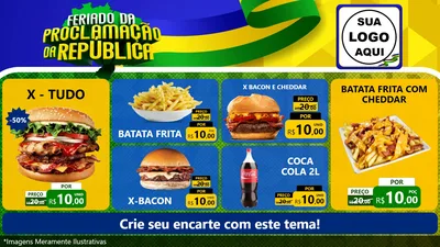 Modelo de TV para TV Horizontal com o tema Feriado da Proclamação da República para Hamburgueria