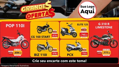Modelo de TV para TV Horizontal com o tema Grandes Ofertas - Autopeças para Concessionaria de Motos