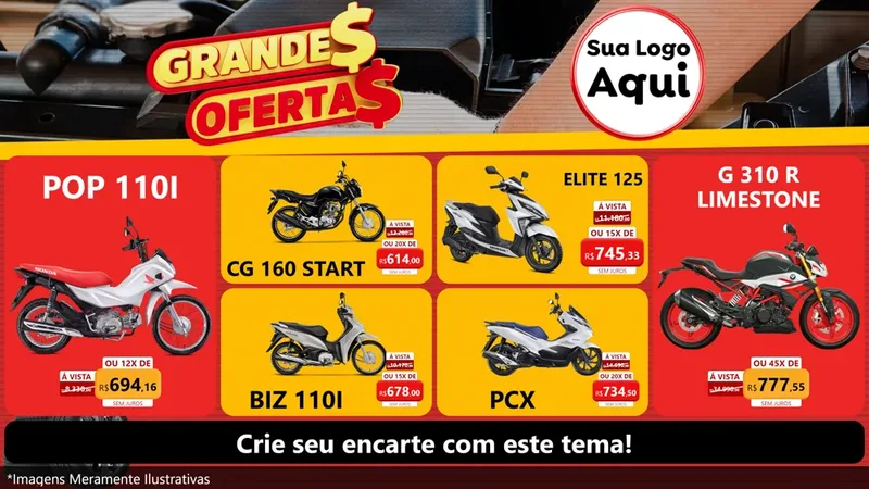 Modelo de TV para TV Horizontal com o tema Grandes Ofertas - Autopeças para Concessionaria de Motos