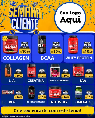 Modelo de Rede Social para Feed Instagram com o tema Semana do Cliente para Suplementos alimentares