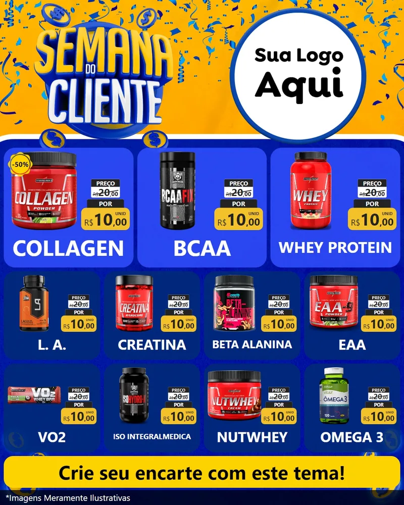 Modelo de Rede Social para Feed Instagram com o tema Semana do Cliente para Suplementos alimentares