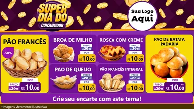 Modelo de TV para TV Horizontal com o tema Super Dia do Consumidor para Padaria