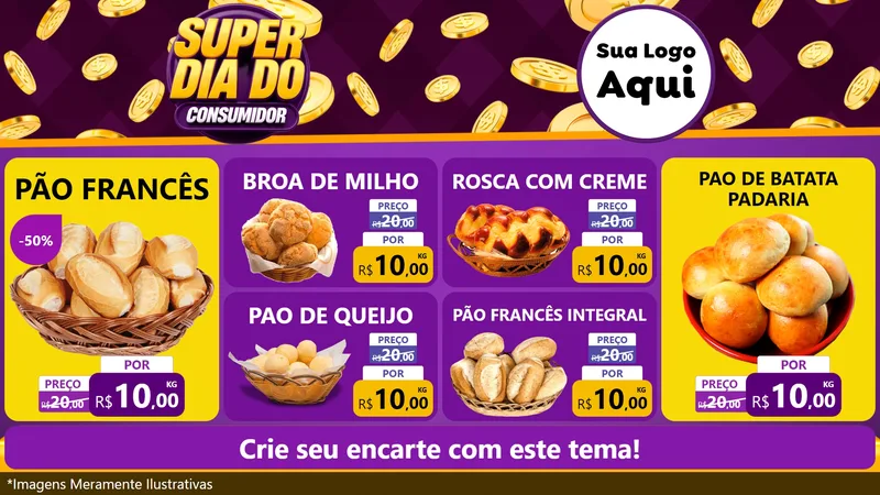 Modelo de TV para TV Horizontal com o tema Super Dia do Consumidor para Padaria