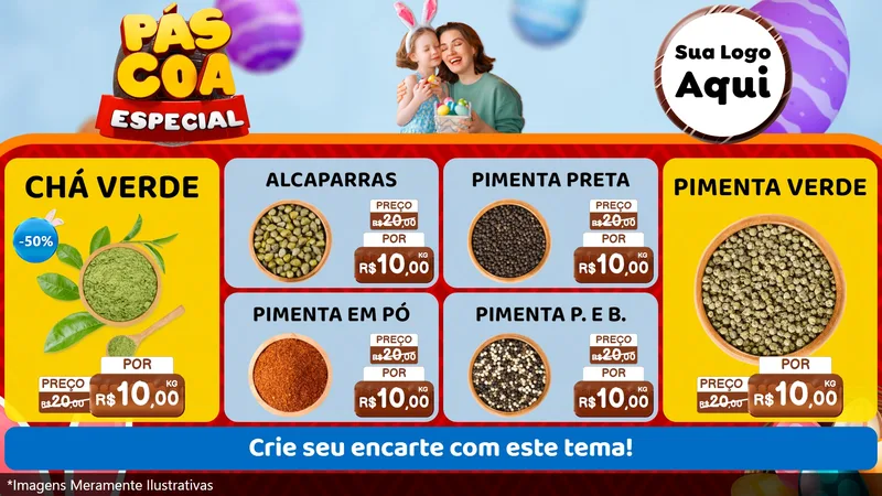 Modelo de TV para TV Horizontal com o tema Páscoa Especial para Produtos Naturais