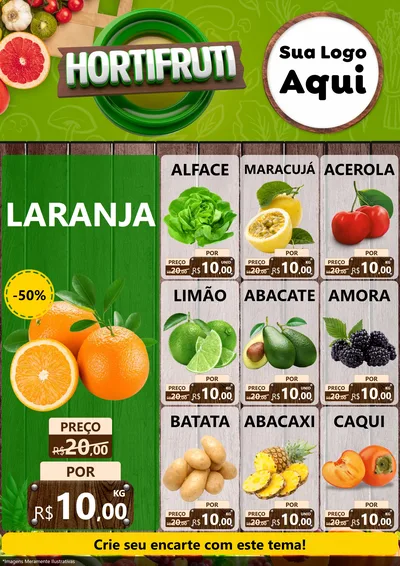 Modelo de Encarte para Encarte A4 Vertical com o tema Hortifruti Ofertas para Hortifrúti