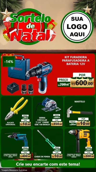 Modelo de Rede Social para Stories com o tema Sorteio de Natal para Maquinas e Ferramentas