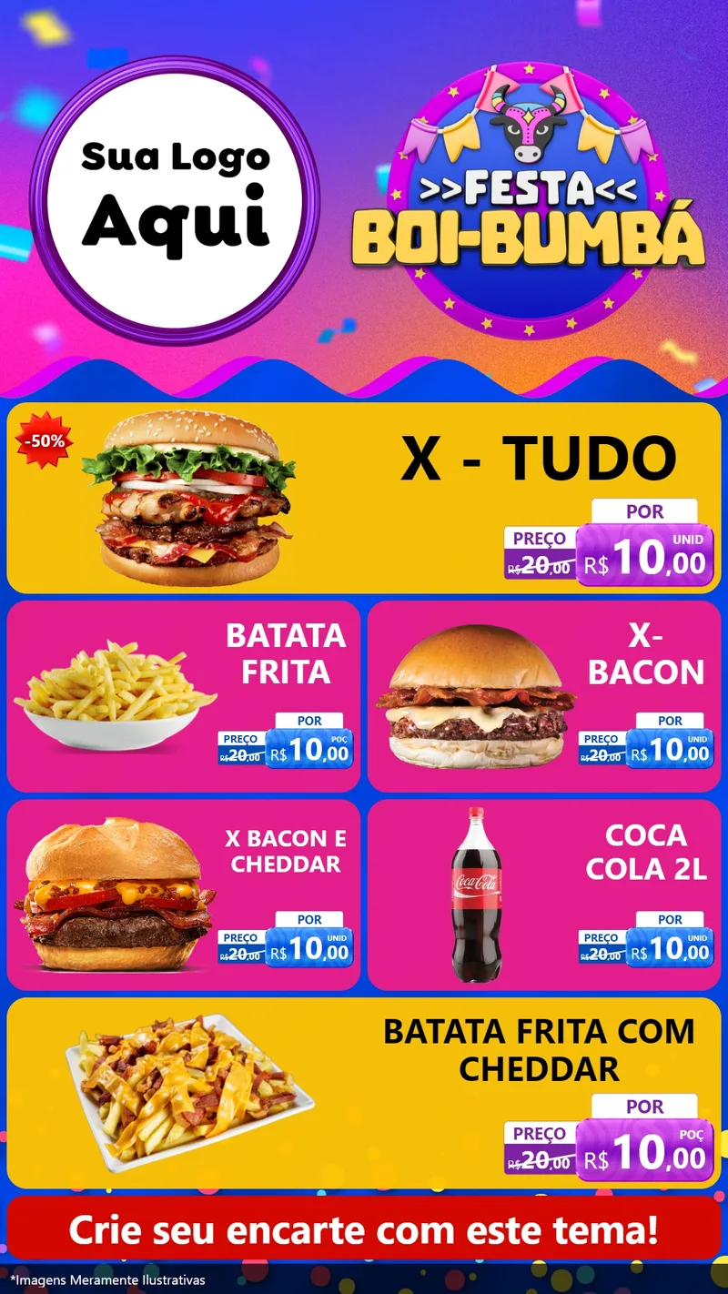 Modelo de TV para TV Vertical com o tema Festa Boi-Bumbá para Hamburgueria
