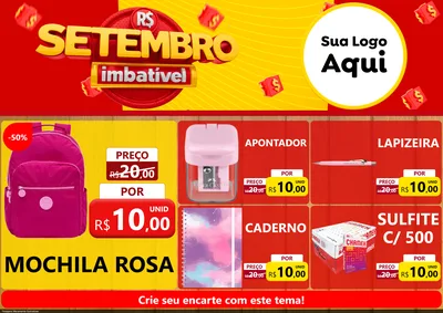Modelo de Encarte para Encarte A4 Horizontal com o tema Setembro Imbatível para Papelaria