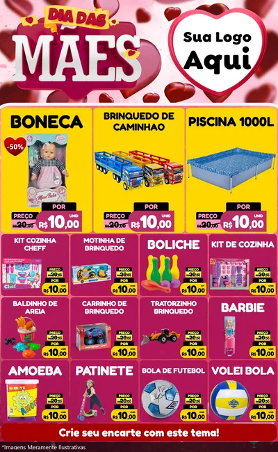Modelo de Encarte para Encarte Grande com o tema Dia Das Mães para Brinquedos