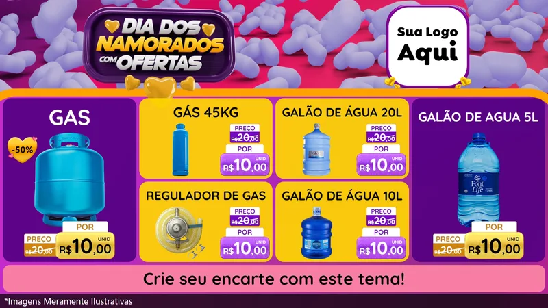 Modelo de TV para TV Horizontal com o tema Dia Dos Namorados Com Ofertas para Água e gás