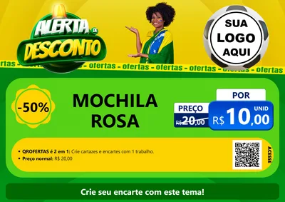 Modelo de Cartaz para Cartaz A4 Horizontal com o tema Alerta de Desconto para Papelaria