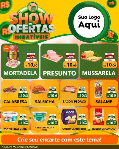 Modelo de Rede Social para Feed Instagram com o tema Show de Ofertas Imbatíveis para Frios e Laticínios