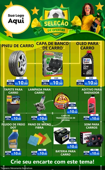 Modelo de Encarte para Encarte Grande com o tema Seleção de Ofertas - Copa para Auto peças