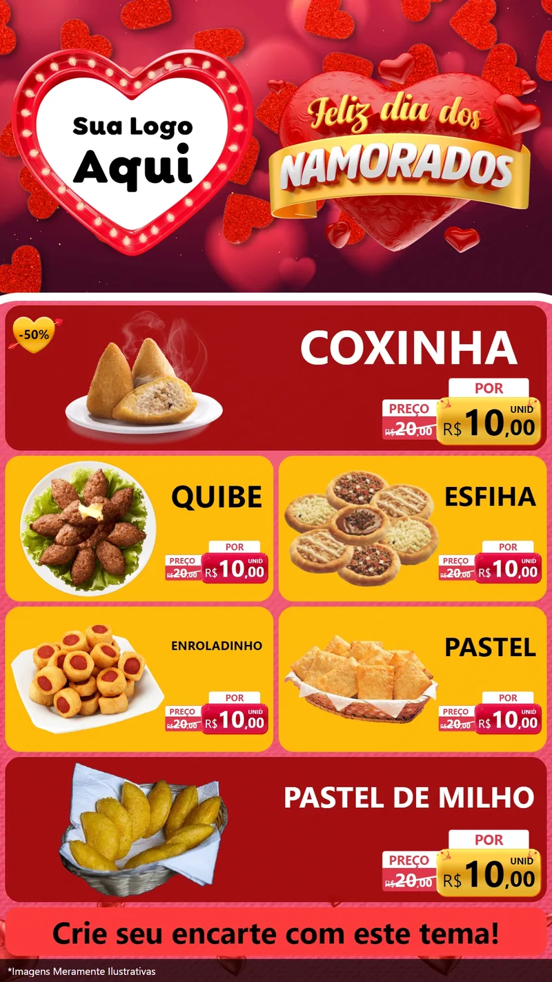 Modelo de TV para TV Vertical com o tema Feliz Dia Dos Namorados para Salgadaria