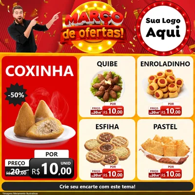 Modelo de Rede Social para Feed Facebook com o tema Março de Ofertas! para Salgadaria
