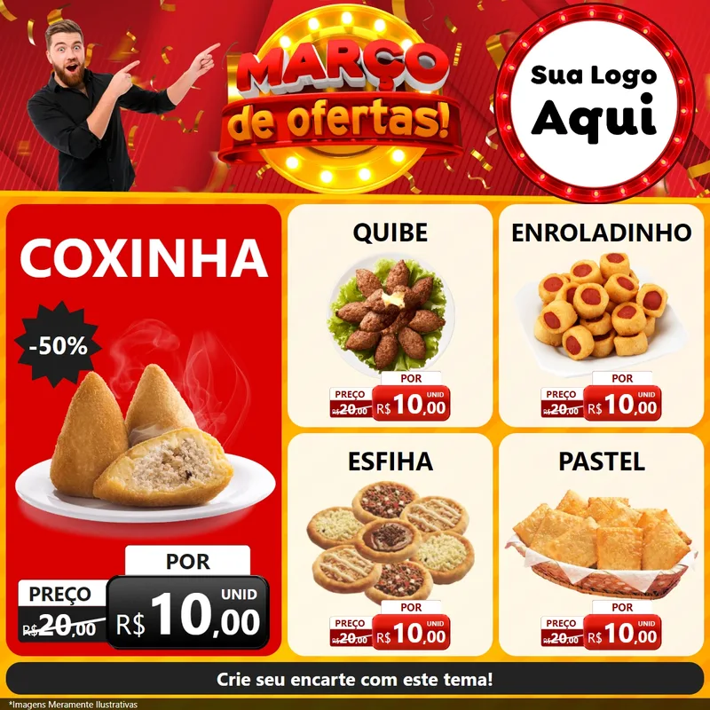 Modelo de Rede Social para Feed Facebook com o tema Março de Ofertas! para Salgadaria