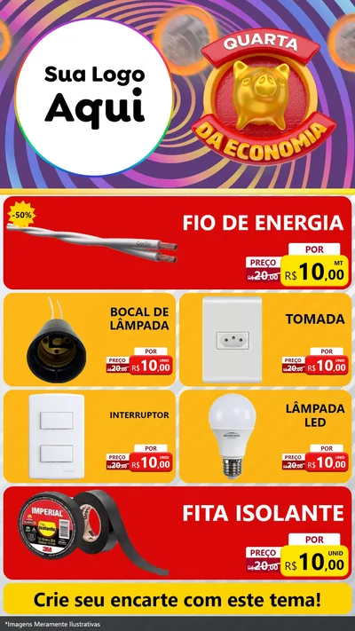 Modelo de TV para TV Vertical com o tema Quarta da Economia para Materiais Elétricos