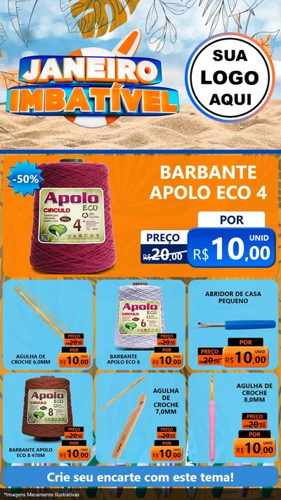 Modelo de Rede Social para Stories com o tema Janeiro Imbatível para Armarinho e Aviamentos