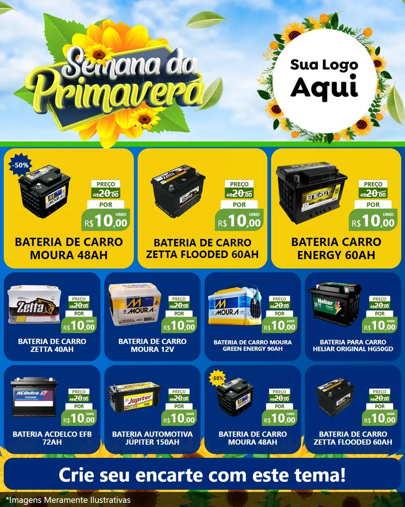 Modelo de Rede Social para Feed Instagram com o tema Semana da Primavera para Baterias Elétricas