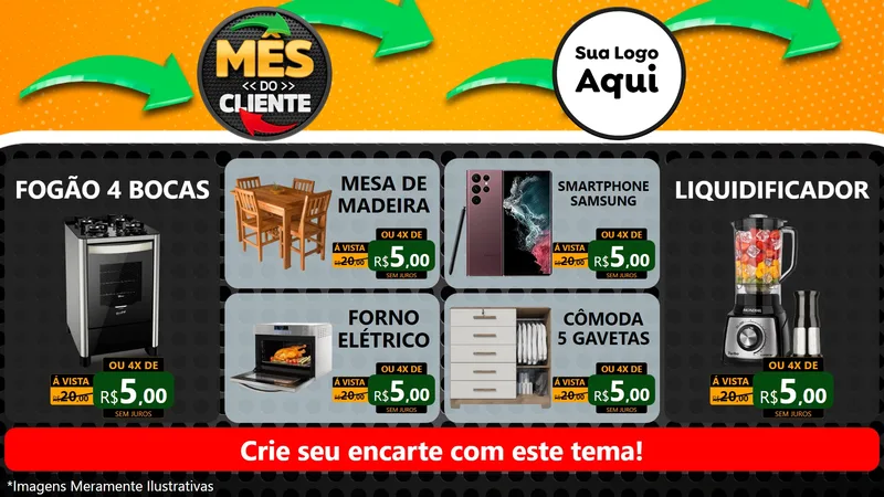 Modelo de TV para TV Horizontal com o tema Mês do Cliente para Móveis e Eletro